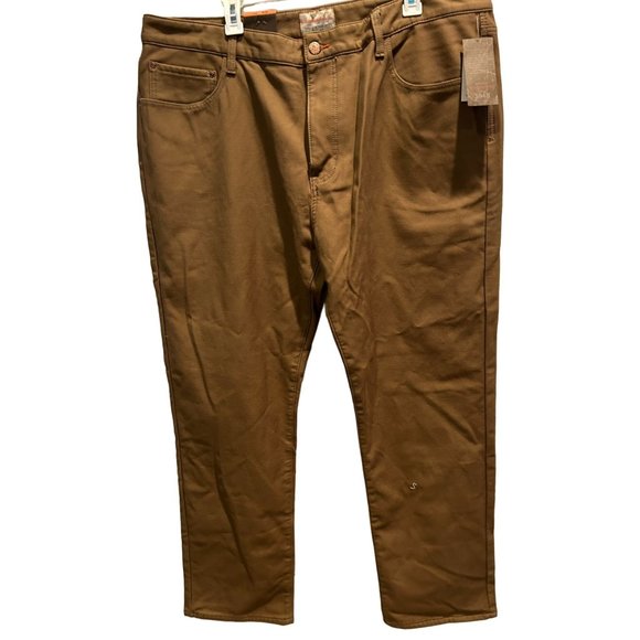 NEW Weatherproof Vintage Fleece Lined Jeans 42 x 32 Tan Stretch Straight Leg - Picture 1 of 8